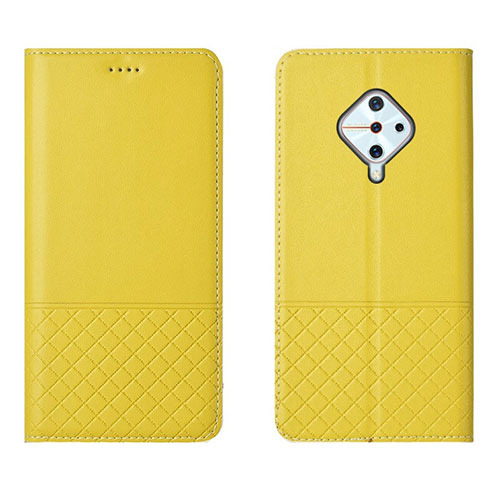 Leather Case Stands Flip Cover L07 Holder for Vivo S1 Pro Yellow