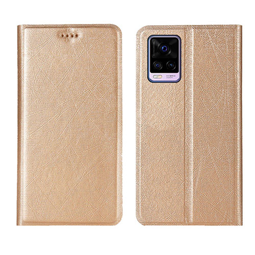 Leather Case Stands Flip Cover L07 Holder for Vivo V20 Pro 5G Gold