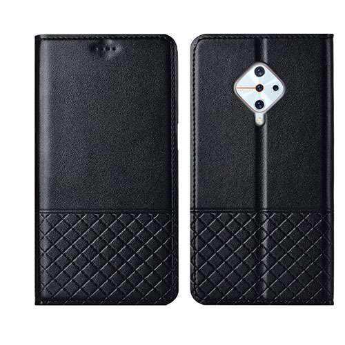 Leather Case Stands Flip Cover L07 Holder for Vivo X50 Lite Black