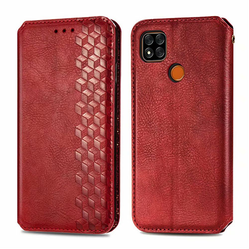 Leather Case Stands Flip Cover L07 Holder for Xiaomi POCO C3 Red
