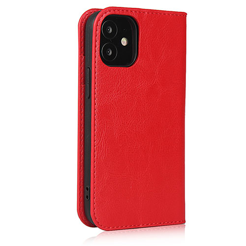 Leather Case Stands Flip Cover L08 Holder for Apple iPhone 12 Red