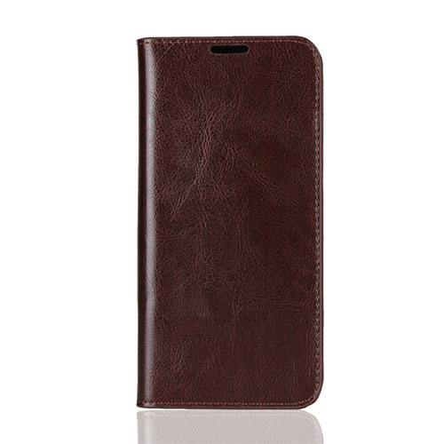 Leather Case Stands Flip Cover L08 Holder for Huawei Honor 8X Brown