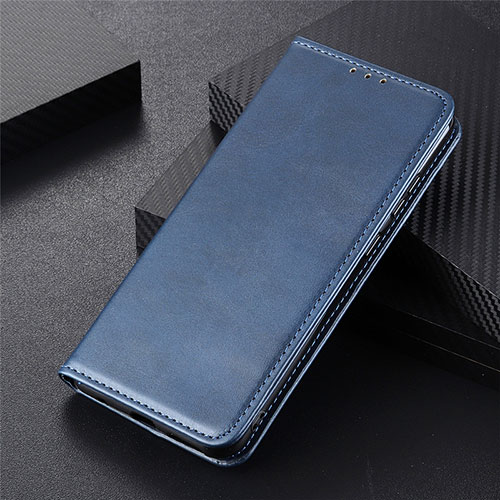 Leather Case Stands Flip Cover L08 Holder for Motorola Moto Edge Blue