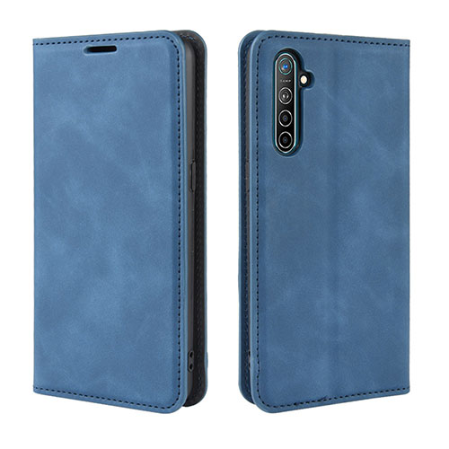 Leather Case Stands Flip Cover L08 Holder for Oppo K5 Blue