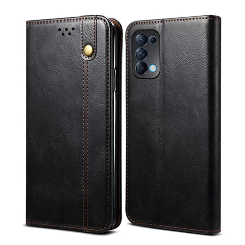 Leather Case Stands Flip Cover L08 Holder for Oppo Reno5 5G Black