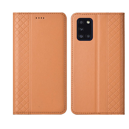 Leather Case Stands Flip Cover L08 Holder for Samsung Galaxy A31 Orange