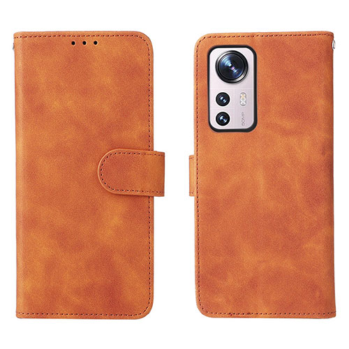 Leather Case Stands Flip Cover L08 Holder for Xiaomi Mi 12 5G Brown