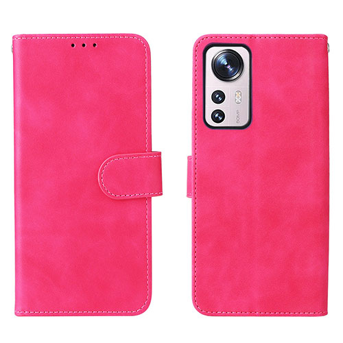 Leather Case Stands Flip Cover L08 Holder for Xiaomi Mi 12X 5G Hot Pink