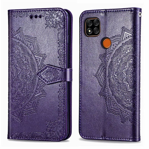 Leather Case Stands Flip Cover L08 Holder for Xiaomi POCO C3 Purple