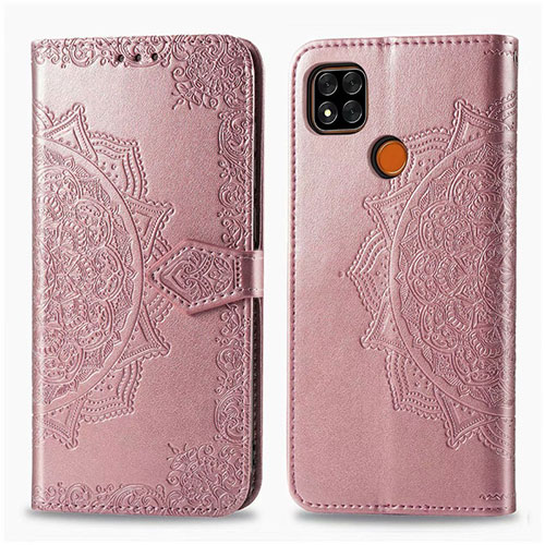 Leather Case Stands Flip Cover L08 Holder for Xiaomi POCO C3 Rose Gold