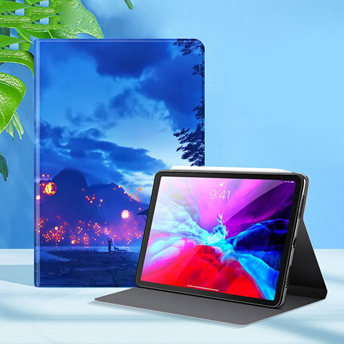 Leather Case Stands Flip Cover L09 Holder for Apple iPad Pro 12.9 (2021) Blue