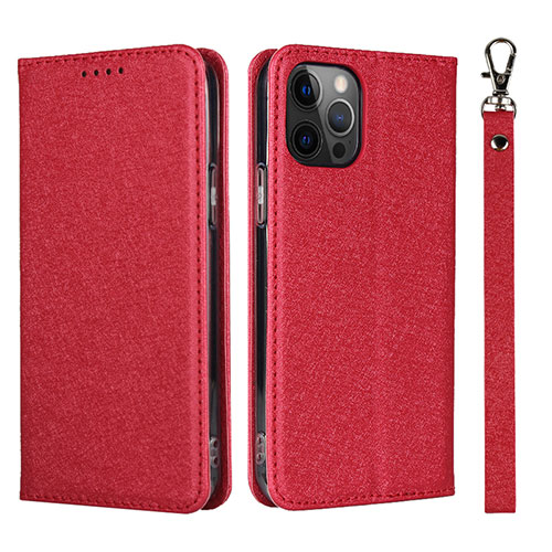 Leather Case Stands Flip Cover L09 Holder for Apple iPhone 12 Pro Max Red