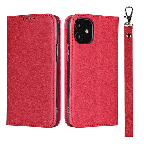 Leather Case Stands Flip Cover L09 Holder for Apple iPhone 12 Red