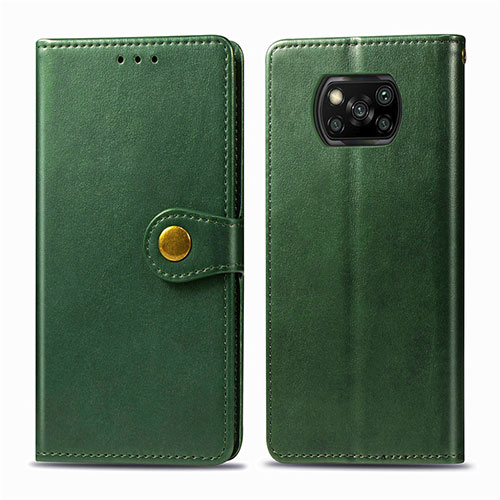 Leather Case Stands Flip Cover L10 Holder for Xiaomi Poco X3 NFC Green