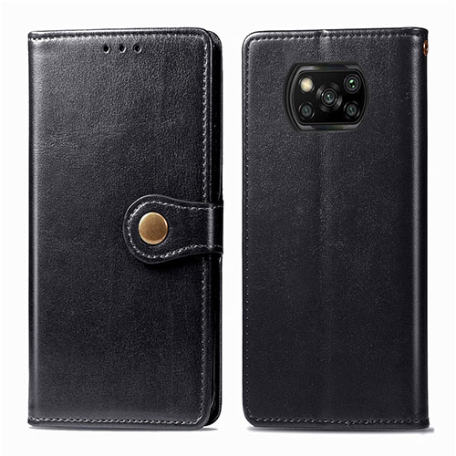 Leather Case Stands Flip Cover L10 Holder for Xiaomi Poco X3 Pro Black