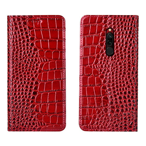 Leather Case Stands Flip Cover L10 Holder for Xiaomi Redmi 8 Red