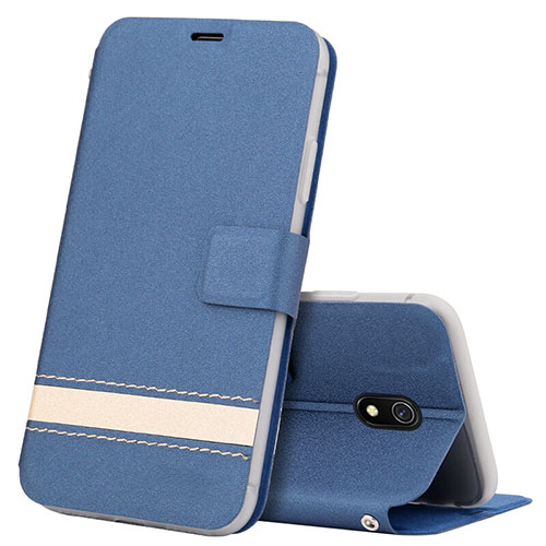 Leather Case Stands Flip Cover L10 Holder for Xiaomi Redmi 8A Blue
