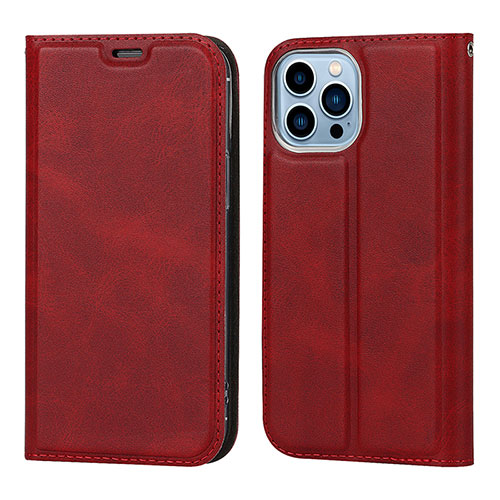 Leather Case Stands Flip Cover L11 Holder for Apple iPhone 15 Pro Max Red