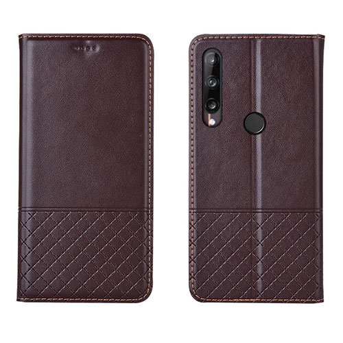 Leather Case Stands Flip Cover L12 Holder for Huawei Honor 9C Brown