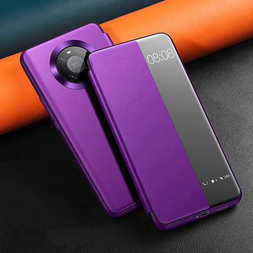 Leather Case Stands Flip Cover L12 Holder for Huawei Mate 40 Pro Purple