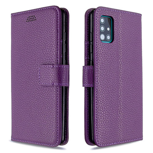 Leather Case Stands Flip Cover L12 Holder for Samsung Galaxy A51 5G Purple