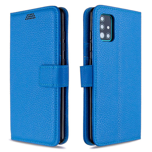 Leather Case Stands Flip Cover L12 Holder for Samsung Galaxy A51 5G Sky Blue