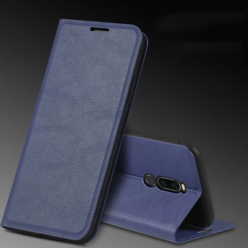 Leather Case Stands Flip Cover L12 Holder for Xiaomi Redmi 8 Blue