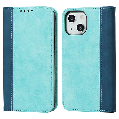 Leather Case Stands Flip Cover L13 Holder for Apple iPhone 13 Sky Blue