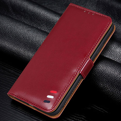 Leather Case Stands Flip Cover L14 Holder for Huawei P40 Lite E Red Wine