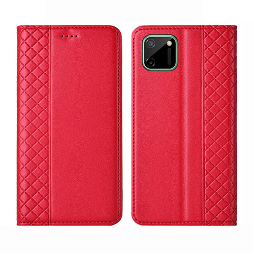 Leather Case Stands Flip Cover L14 Holder for Realme C11 Red