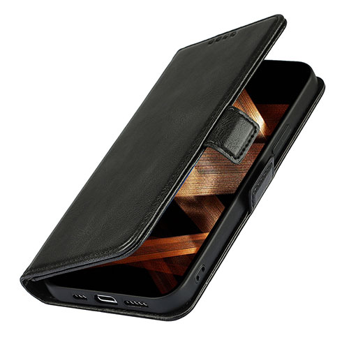 Leather Case Stands Flip Cover L15 Holder for Apple iPhone 15 Black