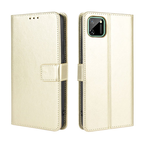 Leather Case Stands Flip Cover L15 Holder for Realme C11 Gold