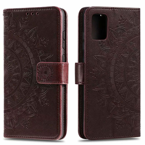 Leather Case Stands Flip Cover L15 Holder for Samsung Galaxy A51 5G Brown