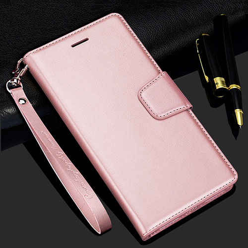 Leather Case Stands Flip Cover L16 Holder for Realme C11 Rose Gold