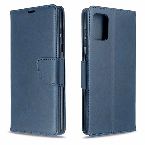 Leather Case Stands Flip Cover L16 Holder for Samsung Galaxy A71 4G A715 Blue