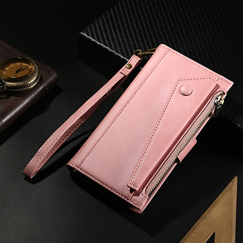 Leather Case Stands Flip Cover L17 Holder for Apple iPhone 14 Pro Rose Gold