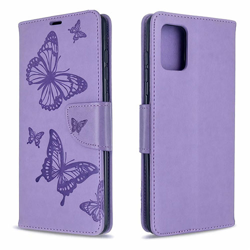 Leather Case Stands Flip Cover L17 Holder for Samsung Galaxy A71 4G A715 Purple