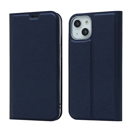 Leather Case Stands Flip Cover L18 Holder for Apple iPhone 15 Blue