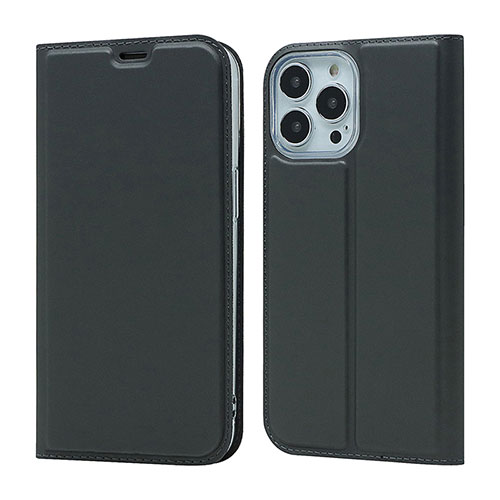 Leather Case Stands Flip Cover L18 Holder for Apple iPhone 15 Pro Black