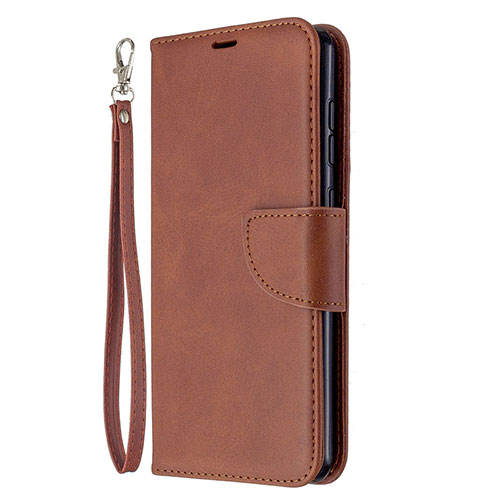 Leather Case Stands Flip Cover L18 Holder for Samsung Galaxy A31 Brown