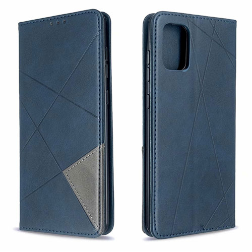 Leather Case Stands Flip Cover L18 Holder for Samsung Galaxy A71 4G A715 Blue