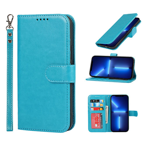 Leather Case Stands Flip Cover L19 Holder for Apple iPhone 13 Pro Sky Blue