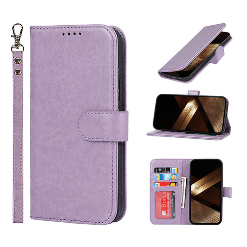 Leather Case Stands Flip Cover L19 Holder for Apple iPhone 15 Pro Purple