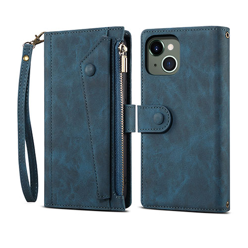 Leather Case Stands Flip Cover L20 Holder for Apple iPhone 13 Blue