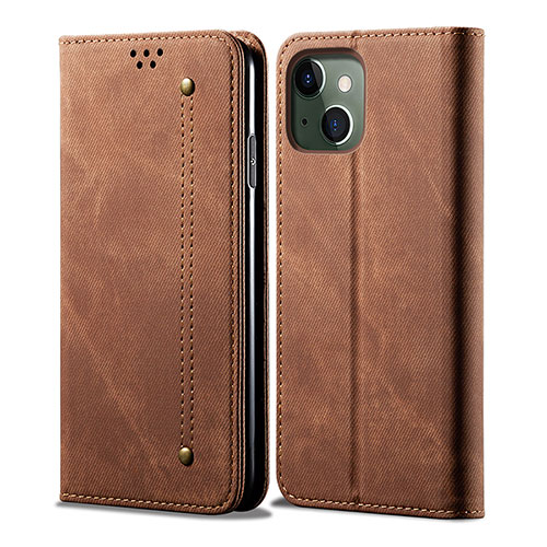 Leather Case Stands Flip Cover L21 Holder for Apple iPhone 15 Brown