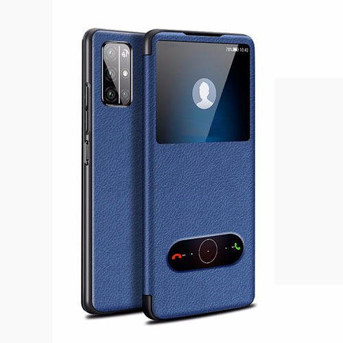 Leather Case Stands Flip Cover L21 Holder for Huawei Honor 30S Blue