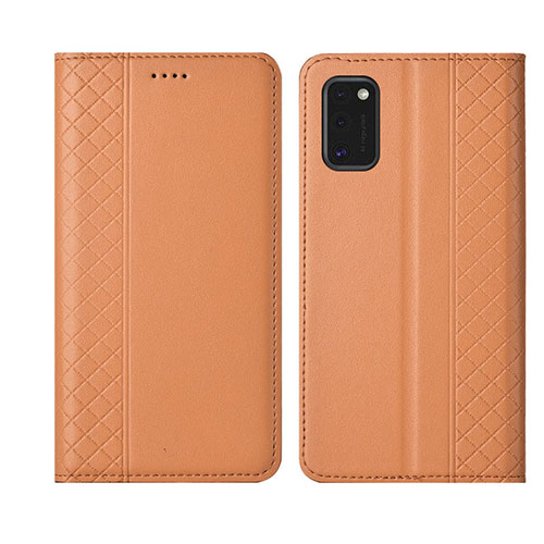 Leather Case Stands Flip Cover L21 Holder for Samsung Galaxy A41 Orange