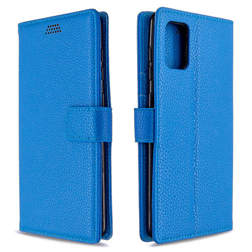 Leather Case Stands Flip Cover L22 Holder for Samsung Galaxy A71 5G Blue