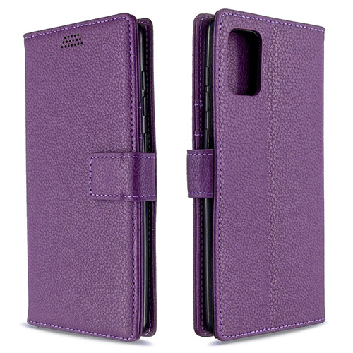 Leather Case Stands Flip Cover L22 Holder for Samsung Galaxy A71 5G Purple