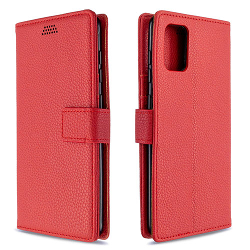 Leather Case Stands Flip Cover L22 Holder for Samsung Galaxy A71 5G Red